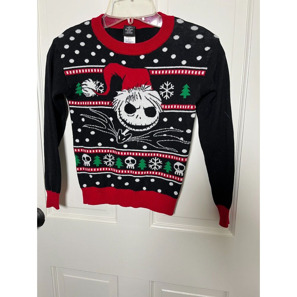Disney Nightmare Before Christmas Jack Skellington Christmas Sweater Kids M 7-8
